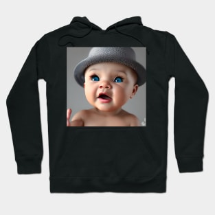 Baby Blue Eyes - Cute Baby in Top Hat - 3D Animation Style Hoodie